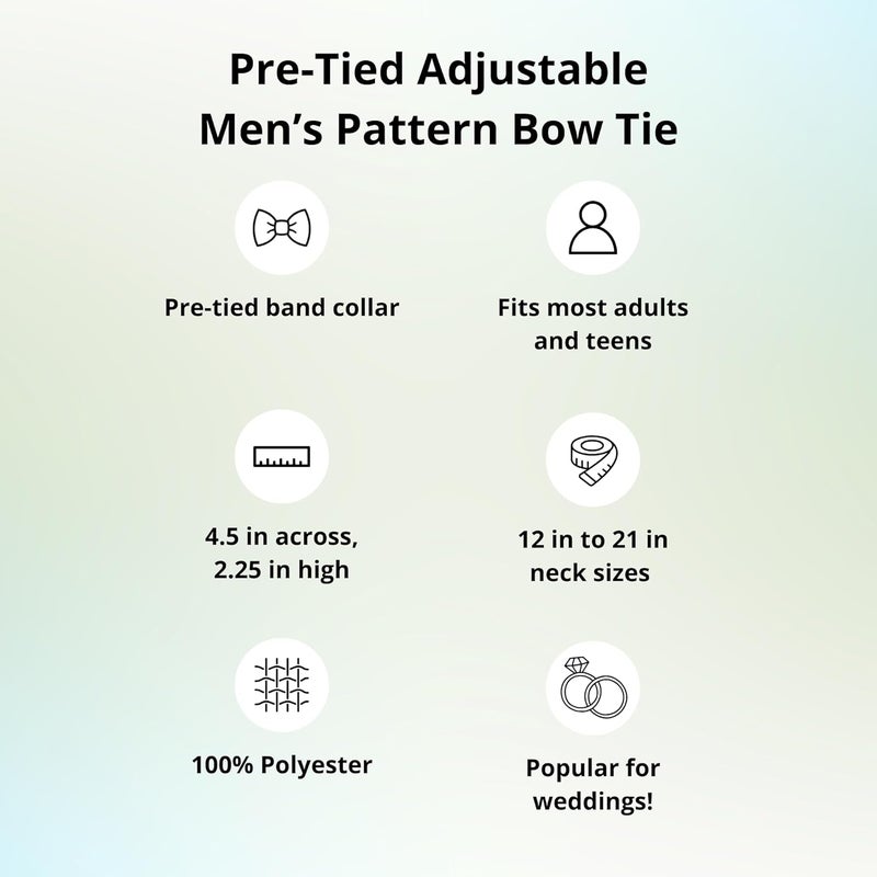 tiemart Pre-Tied Adjustable Men's Band Collar Bow Tie - Image 5